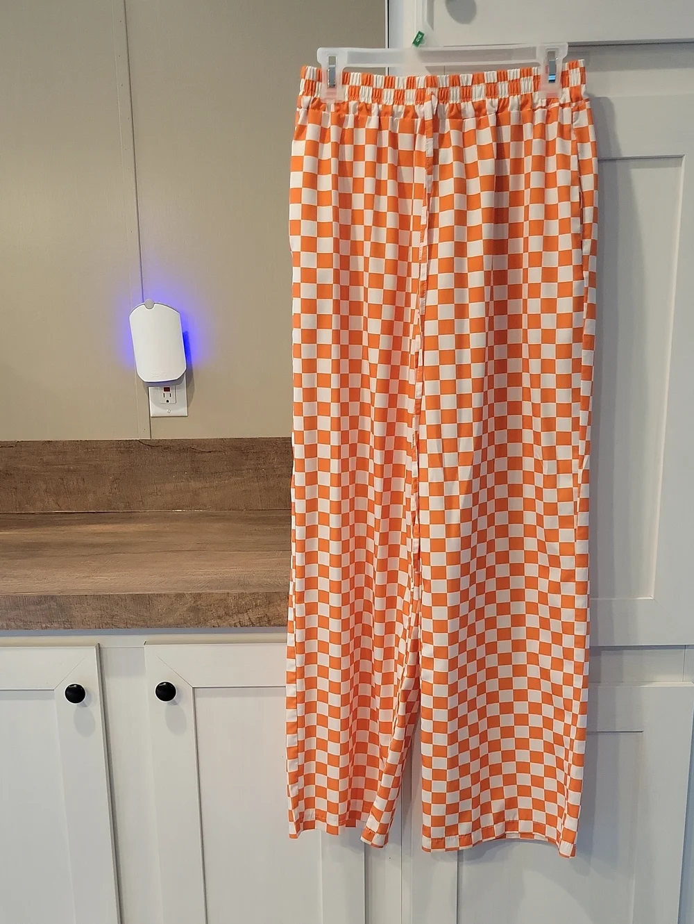 Kids Orange Checkered Pajama Pants - Soft Cotton Lounge Bottoms